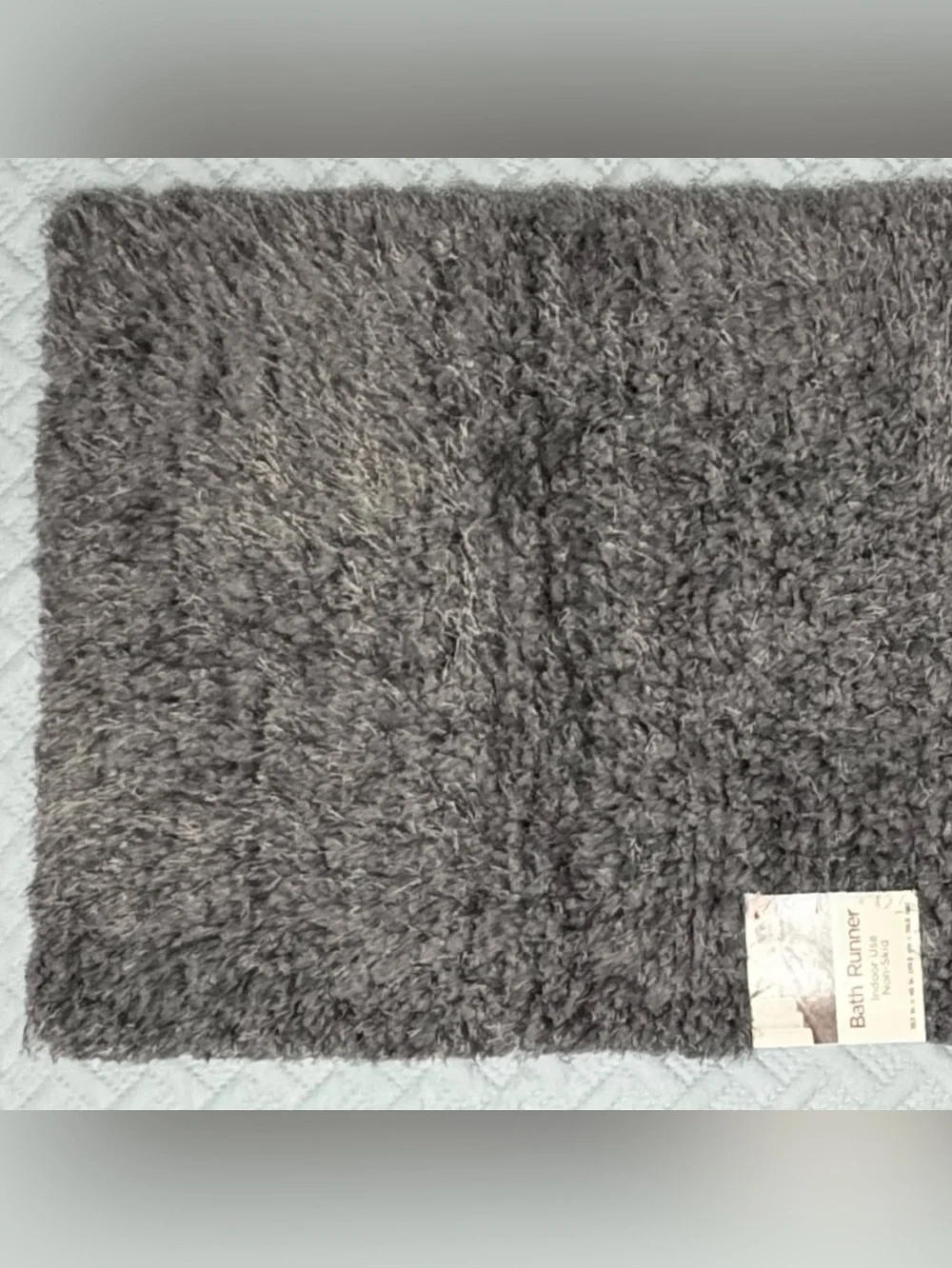 Nedia Home Shag Bath Rug Runner Microfiber Non-Skid Dark Gray 19.5 x 46 NWT